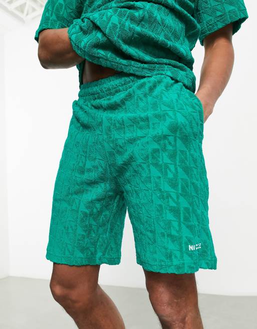 Pantalones cortos verde botella de tejido de rizo Rue de Nicce (parte de un conjunto)