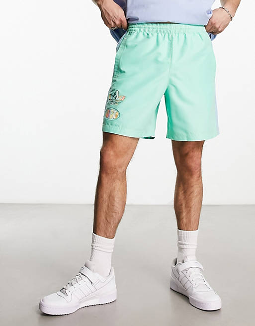 Pantalones cortos verde menta estampado gráfico Enjoy Summer adidas Originals ASOS