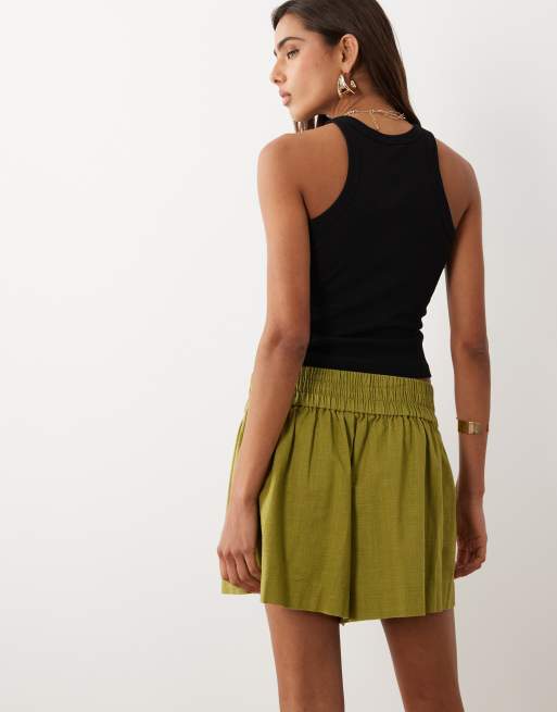 Pantalones cortos verde oliva sin cierres de tejido efecto lino de ASOS DESIGN, 5 de 5