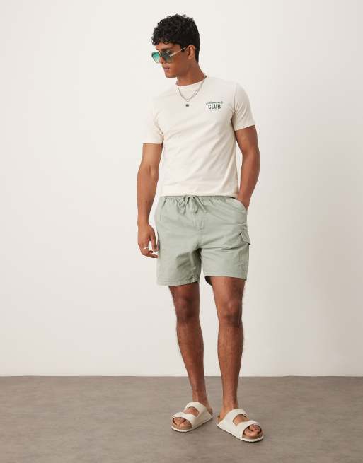 Pantalones cortos verde pato cargo de mezcla de lino Cruz de Scalpers
