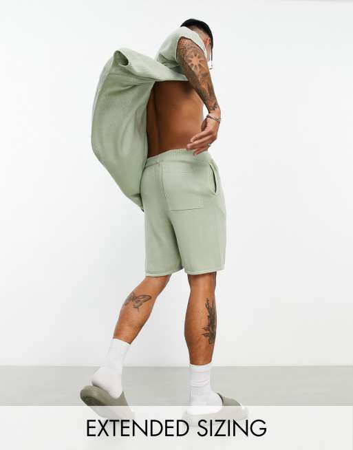 Pantalones cortos verde salvia de punto medio de algodón de ASOS DESIGN (parte de un conjunto)