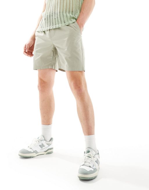 Pantalones cortos verde salvia sin cierres de sarga de ONLY & SONS