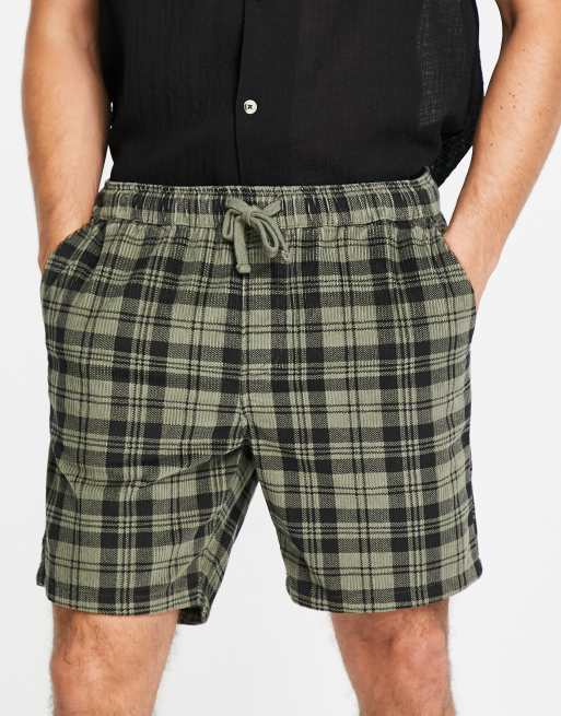 Pantalones cortos verdes a cuadros de corte slim de pana de ASOS DESIGN, 2 de 4