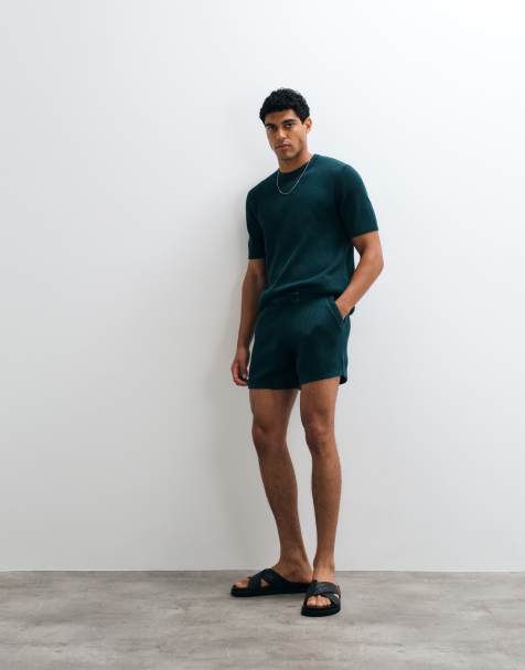 Pantalones cortos verdes de punto de ASOS DESIGN (parte de un conjunto) - view 1