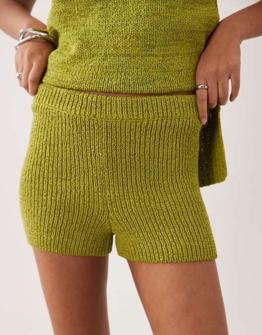 Pantalones cortos verdes de punto de hilo estilo trapillo de ASOS DESIGN (parte de un conjunto), 3 de 5