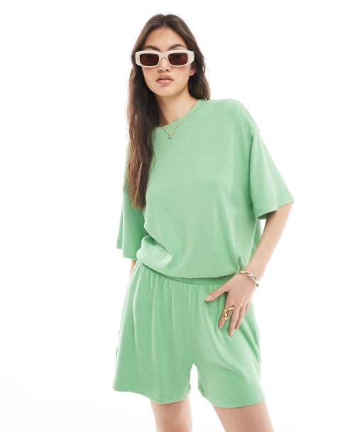 Pantalones cortos verdes de punto texturizado de ASOS DESIGN (parte de un conjunto) - view 1