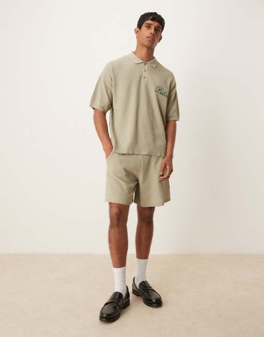 Pantalones cortos verdes extragrandes de punto de ASOS DESIGN (parte de un conjunto)