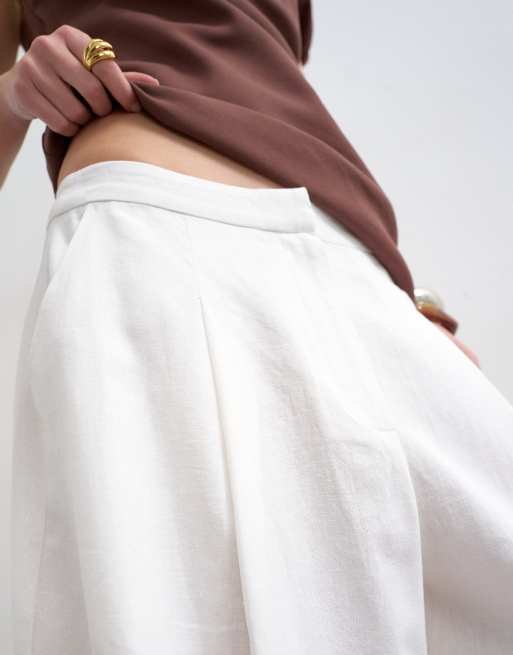 Pantalones culotte blancos acampanados de lino de Topshop, 3 de 5