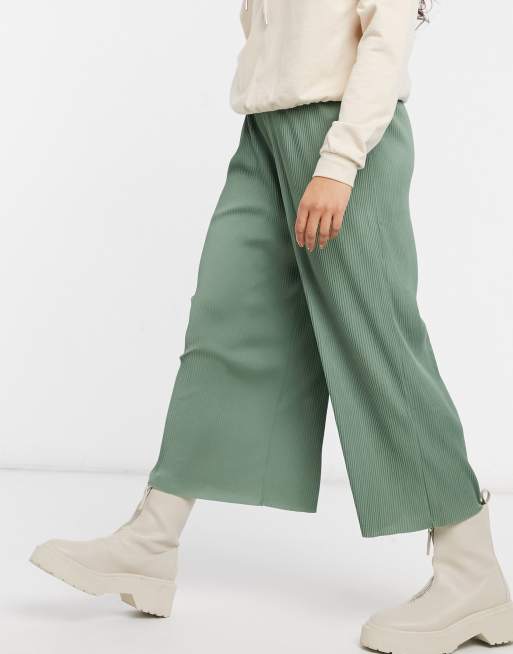 Pantalones culotte caquis plisados de ASOS DESIGN