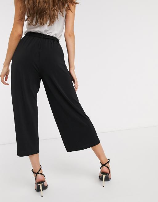 Pantalones culotte con cintura con lazo en negro de Vero Moda, 2 de 4