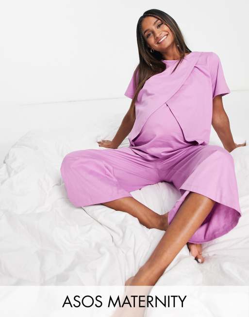 Pantalones culotte lilas de algodón Mix & Match de ASOS DESIGN Maternity