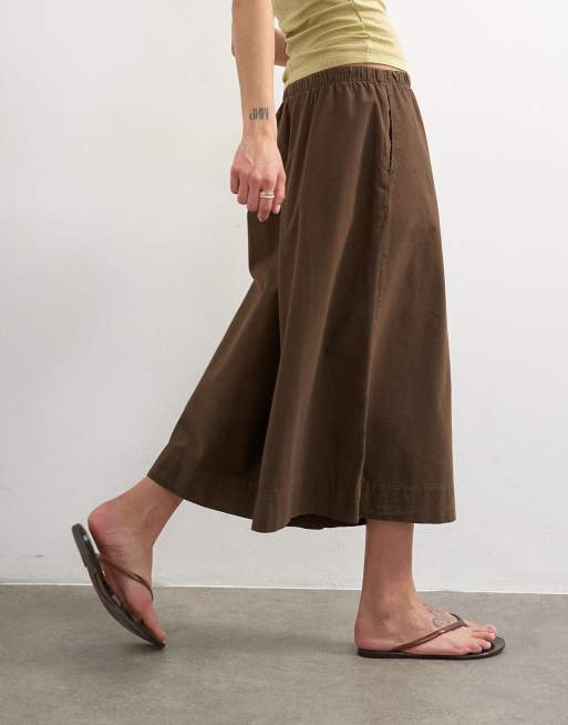 Pantalones culotte marrón chocolate de corte acampanado de Topshop, 4 de 5