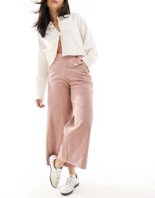 Pantalones culotte rosa pálido con botones de pana de Scalpers