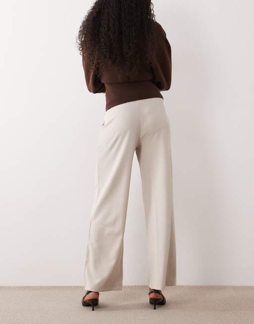 Pantalones dad color piedra de pernera ancha con detalle de botón de JDY, 5 de 5