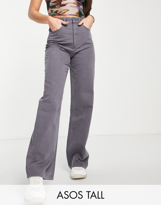 Pantalones dad con lavado gris de pernera ancha de ASOS DESIGN Tall