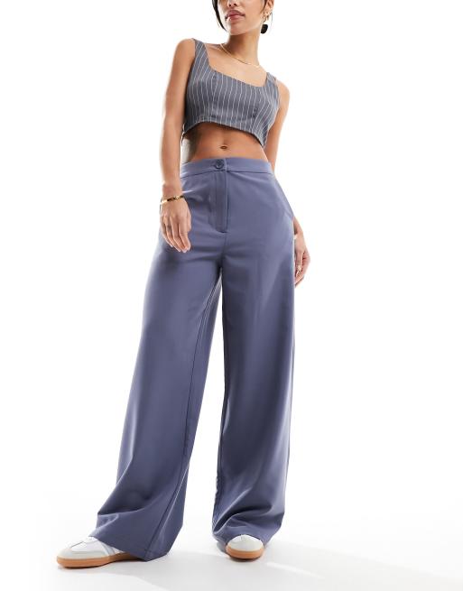 Pantalones dad de sastre azules de pernera ancha de ASOS DESIGN