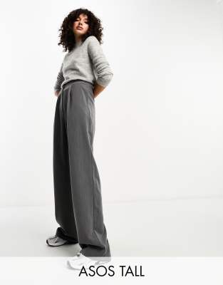 Pantalones dad de sastre grises de pernera ancha de ASOS DESIGN Tall