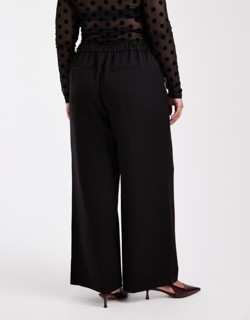 Pantalones dad negros de pernera ancha con trabillas para cinturón de Pieces Curve, 4 de 5