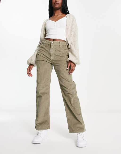 Pantalones dad verdes de pana de Hollister, 4 de 4