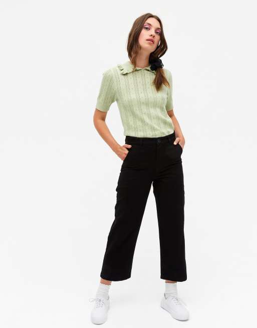 Pantalones de algodón Monki Mabel en negro - NEGRO