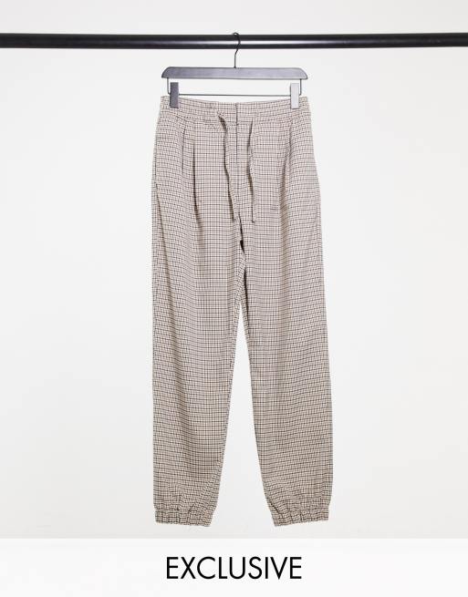 Pantalones de bajo engomado de cuadros Heritage de pernera recta de COLLUSION Unisex
