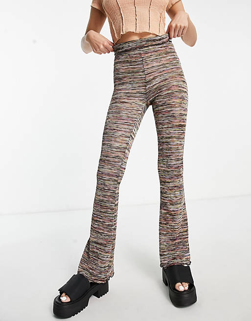 Pantalones de campana a rayas colores texturizadas estilo años 2000 de Topshop | ASOS