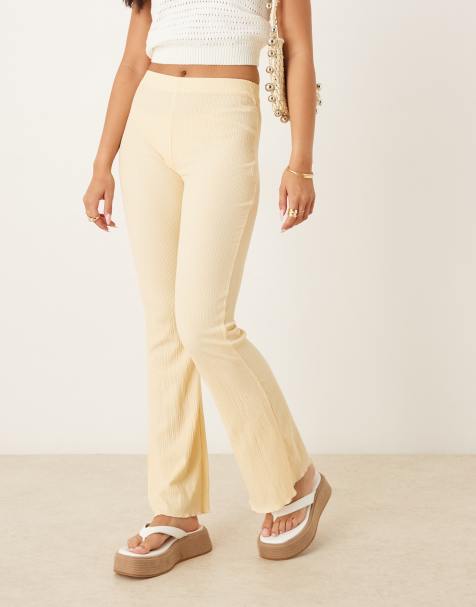 Pantalones de campana amarillo pastel de tejido rugoso de ASOS DESIGN - view 1