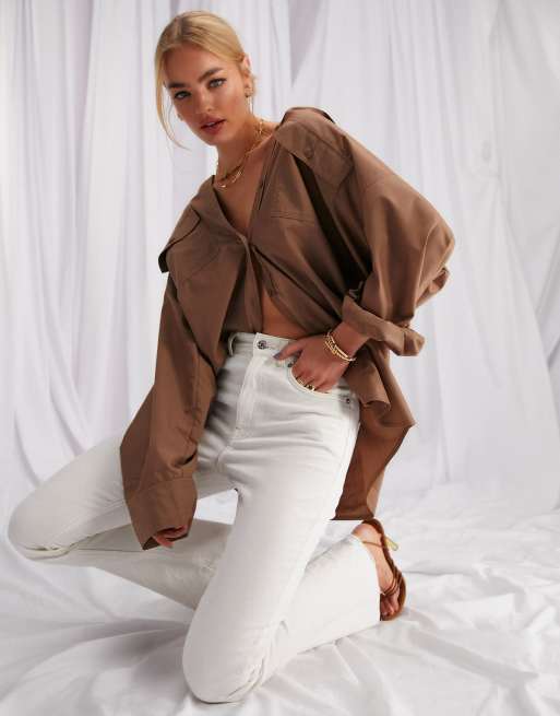 Pantalones de campana blanco hueso de estilo años 70 de ASOS DESIGN, 2 de 4