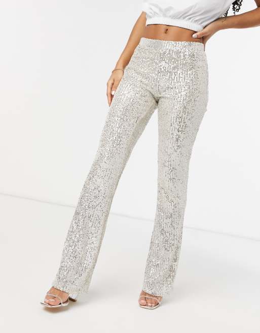 Pantalones campana lentejuelas hot sale