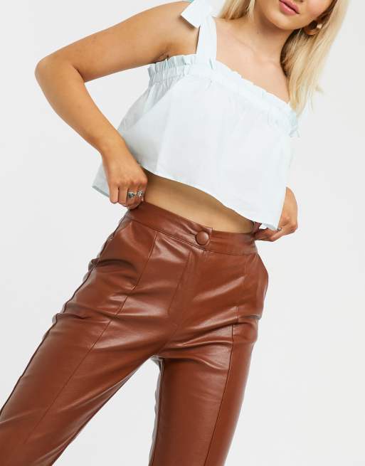 Pantalones de campana de sastre en cuero sintético de Ghospell, 3 de 4