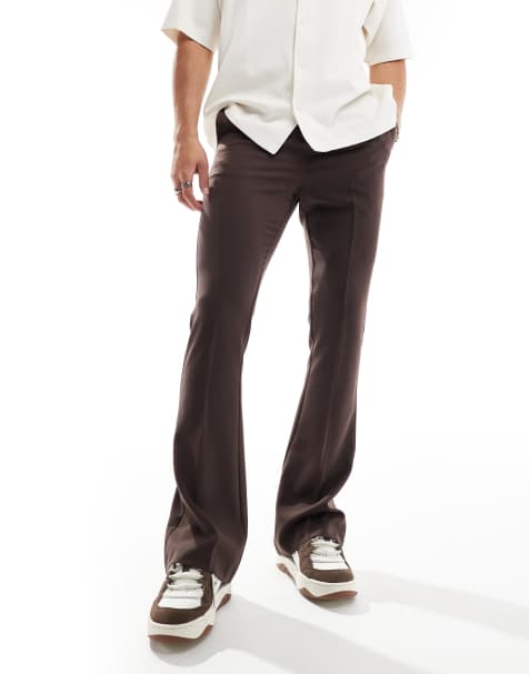 Pantalones de campana de vestir marrones de talle alto de ASOS DESIGN - view 1