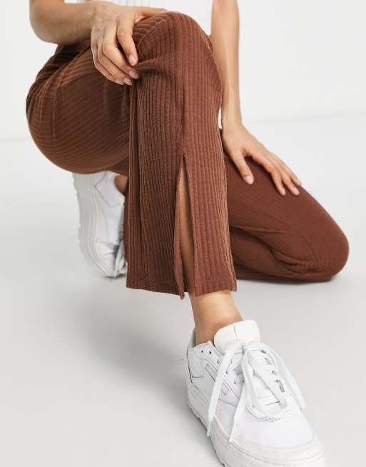 Pantalones de campana marrones con abertura en los bajos de Pieces Petite, 3 de 4