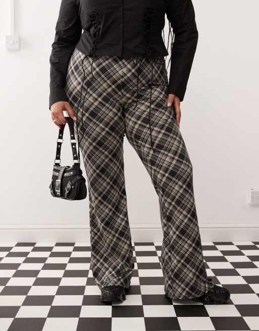 Pantalones de campana negros a cuadros de Noisy May Curve, 3 de 5