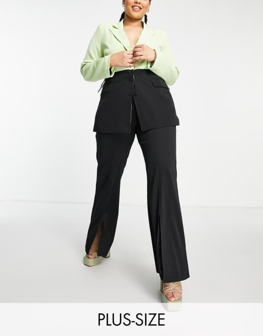 Pantalones de campana negros con abertura en las perneras de Extro & Vert Plus