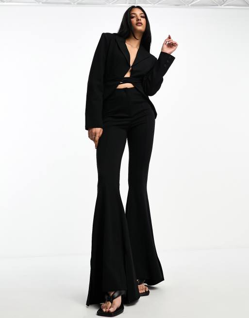 Pantalones de campana negros con detalle cruzado de sastre de Annorlunda (parte de un conjunto)