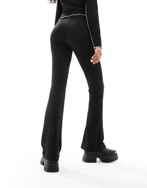 Pantalones de campana negros con pespuntes en contraste de canalé de Pieces (parte de un conjunto), 3 de 5