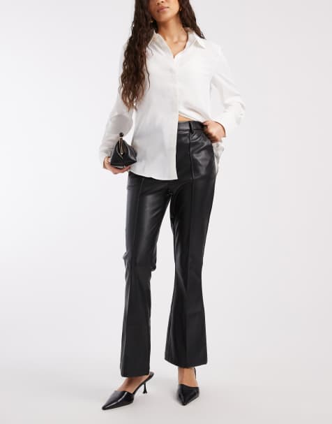 Pantalones de campana negros de cuero sintético de ASOS DESIGN - view 1