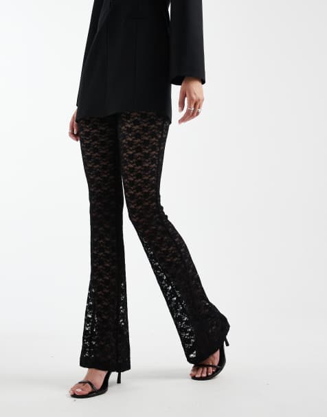 Pantalones de campana negros de encaje de transparente ASOS DESIGN Tall - view 1