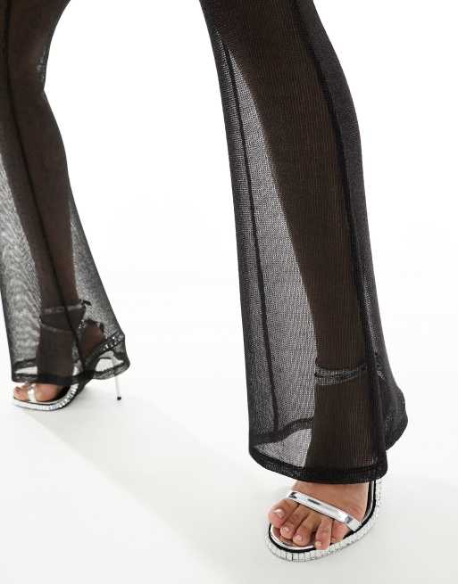 Pantalones de campana negros de punto estilo cota de malla de ASOS DESIGN (parte de un conjunto), 5 de 5