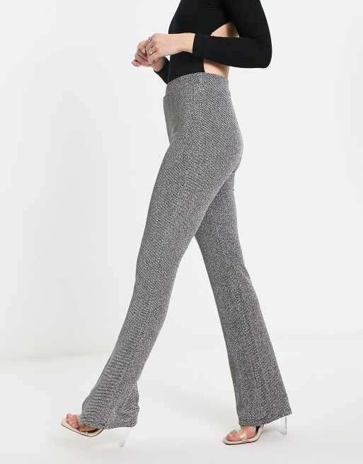 Pantalones de campana plateados efecto purpurina de tejido tipo cota de malla de Vila