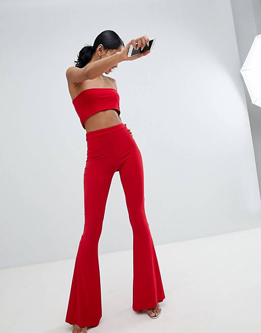 H&M Pantal\u00f3n de campana rojo look casual Moda Pantalones Pantalones de campana 