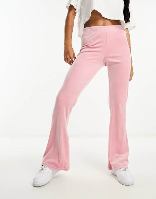 Pantalones de campana rosa claro de velour de Hollister