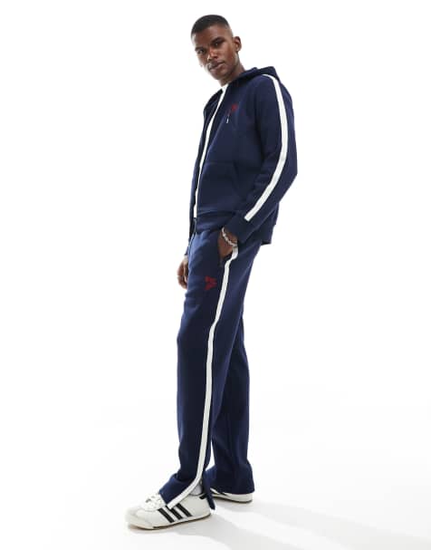 Pantalones de chándal azul marino con detalle de banda y logo de P con alas de piqué Run Club de Polo Ralph Lauren (parte de un conjunto) - view 1