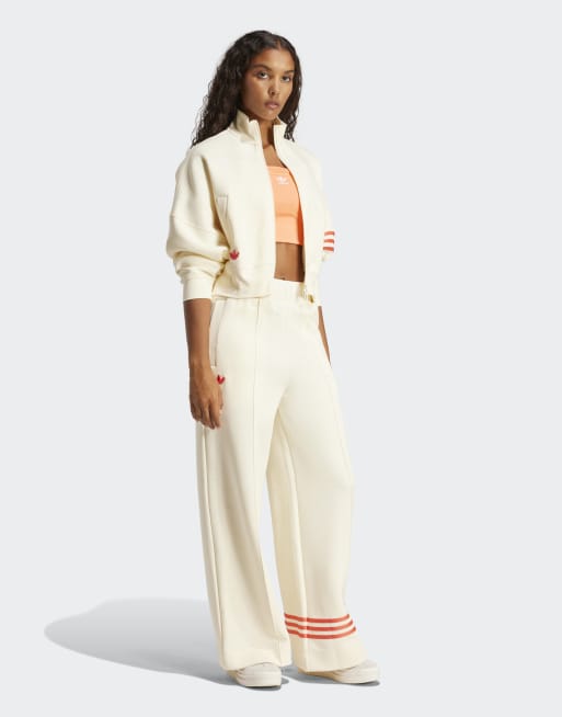 Pantalones de chándal blanco crema y rojo coral Adicolor Neuclassics de adidas Originals
