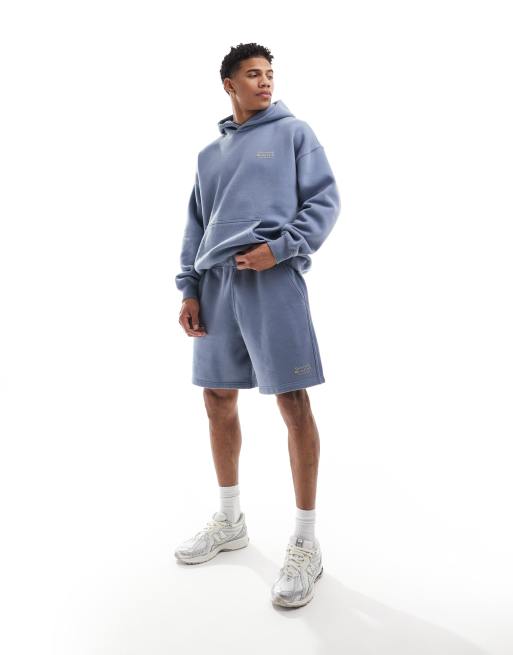 Pantalones de chándal cortos azul claro holgados con logo pequeño de Abercrombie & Fitch 