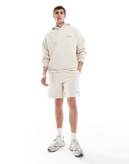 Pantalones de chándal cortos beis holgados con logo pequeño de Abercrombie & Fitch (parte de un conjunto)