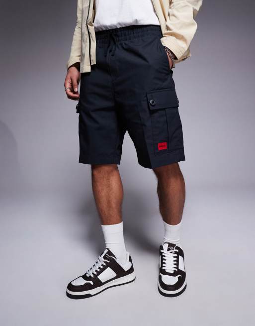 Pantalones de chándal cortos negros de estilo cargo con etiqueta del logo Garlio de HUGO Red