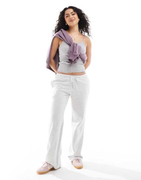 Pantalones de chándal gris claro holgados de talle bajo con rayas en contraste de Hollister - view 1