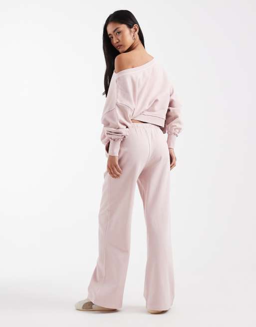 Pantalones de chándal rosa rubor lavado de pernera ancha de Cotton On (parte de un conjunto), 3 de 5