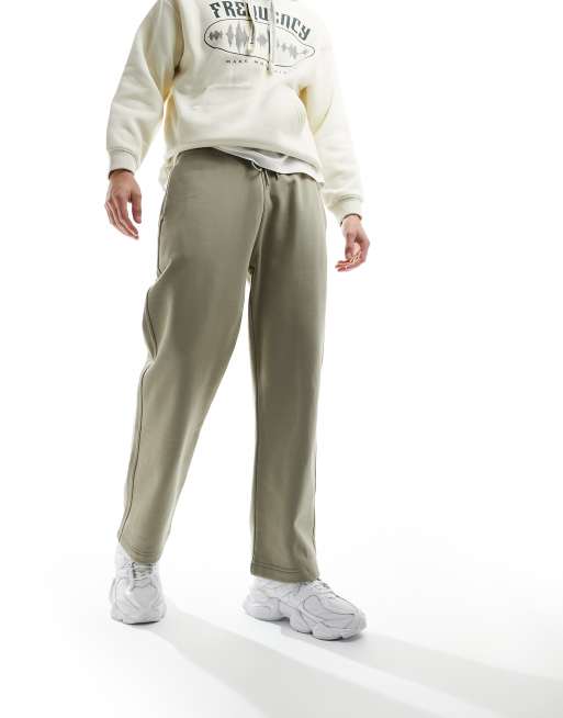 Pantalones de chándal verde oliva holgados de tejido grueso de Abercrombie & Fitch